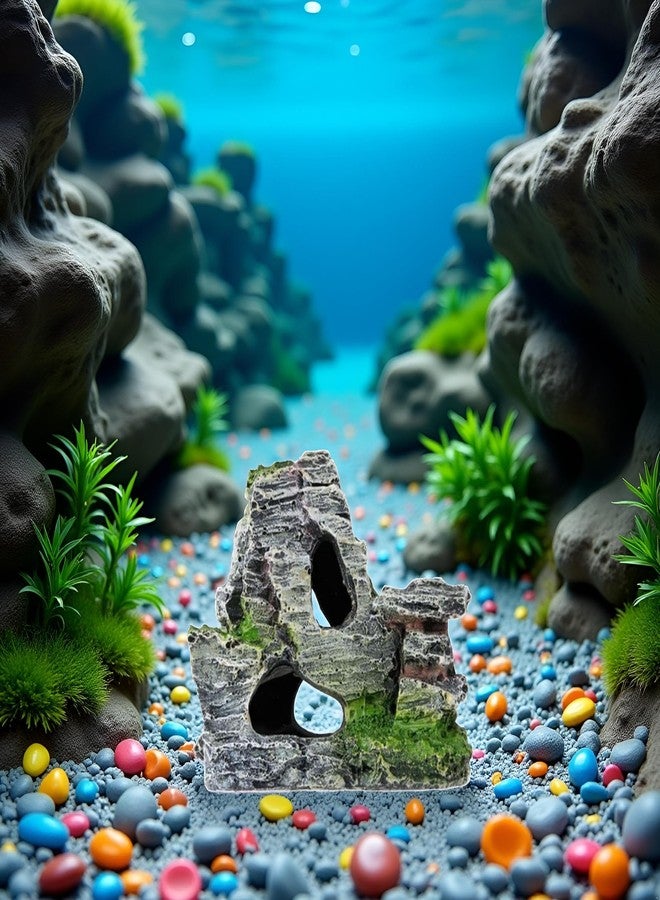 WaigN Artificial Moss Rock Aquarium Stone Cave - Resin Fish Tank Decor for Hiding and Landscaping, Small Mountain Terrain Ornament, Natural-Looking Habitat for Fish, Shrimp, and Reptiles, Decoration - Image 3
